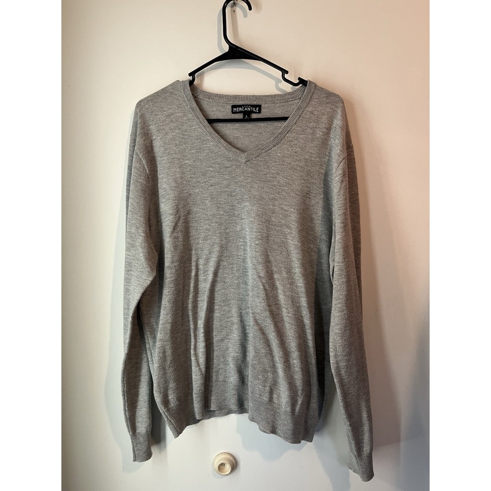 J Crew Mercantile Merino Wool Blend Sweater V Neck Long Sleeve‎ Gray Mens Large